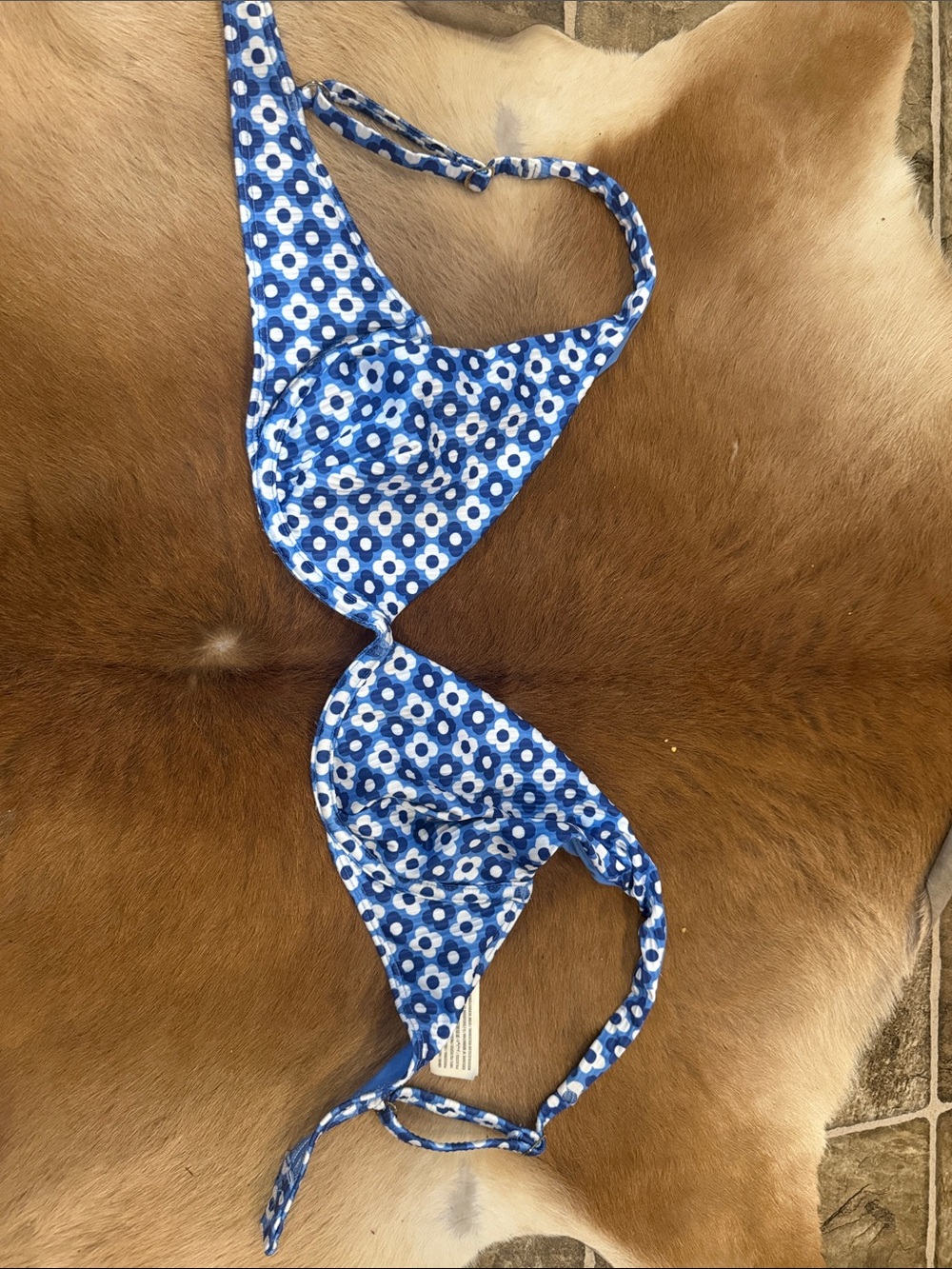 Blue Floral Triangle Bikini Top Hollister